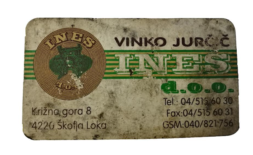 stara vizitka podjetja Ines